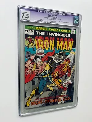 Buy IRON MAN #66 CGC 7.5 RESTORED (1974) Vs. Thor • 53.59£