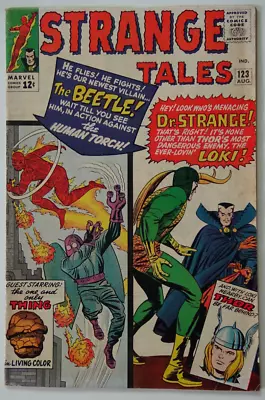 Buy Comic Book- Strange Tales #123 Human Torch/Dr. Strange 1st Beetle 1964 • 51.35£
