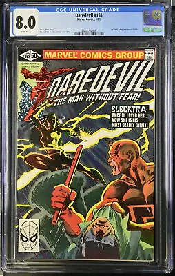 Buy Daredevil #168 (1981) - Cgc Grade 8.0 - Frank Miller 1st Appearance Elektra • 155.32£