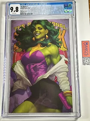 Buy She-Hulk #1 Stanley Artgerm Lau 1:100 Variant CGC 9.8 W/ Custom Label • 108.73£