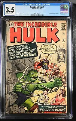 Buy Incredible Hulk #5 CGC VG- 3.5 1st Appearance Tyrannus! Marvel 1963 • 589.45£