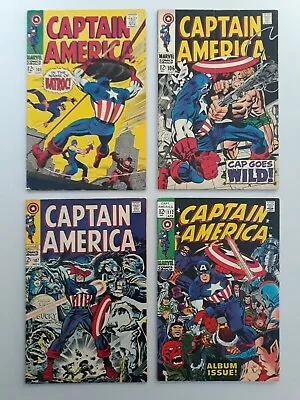 Buy Captain America 105, 106, 107, 112 Marvel Comics Silver Age 1968 Red Skull MCU • 104.84£