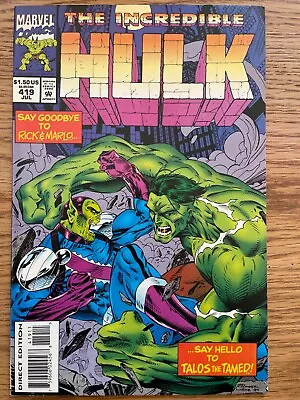 Buy Incredible Hulk 419 VF First Full Appearance Of Talos MCU Marvel Comics • 4.95£