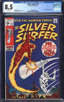 Buy Silver Surfer #15 Cgc 8.5 White Pages // Silver Surfer/human Torch Battle Issue • 217.45£