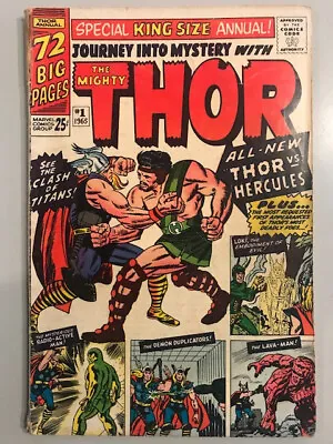 Buy THOR / JOURNEY INTO MYSTERY ANNUAL #1 1st HERCULES! MARVEL COMICS, 1965 VG • 154.55£