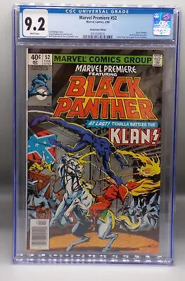 Buy CGC 9.2 Marvel Comics MARVEL PREMIERE #52 TChalla BLACK PANTHER Vs KKK Newstand • 53.59£