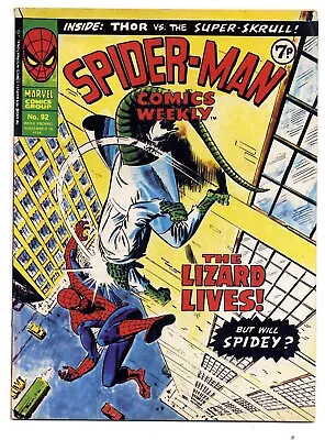 Buy Spider-Man Comics Weekly #92 (Marvel UK 1974) Fault Free • 2.25£