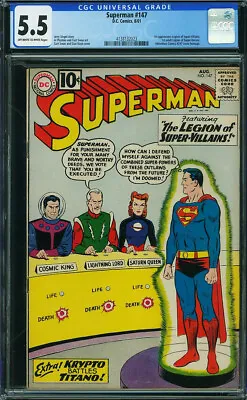 Buy Superman #147 CGC 5.5 DC 1961 1st Legion Of Super-Villians Heroes! Q1 423 Cm • 279.53£