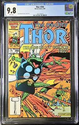 Buy Thor #366 CGC NM/M 9.8 White Pages 1st Cover Appearance Throg! Marvel 1986 • 79.99£