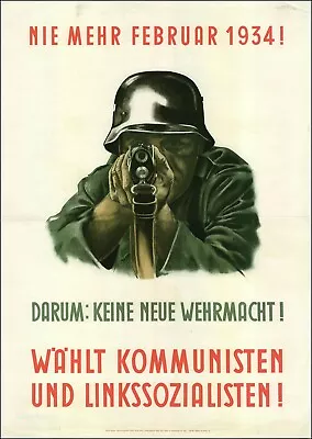 Buy WW2 German Nie Mehr Februar 1934! Never Again February 1934! Poster • 12.11£