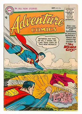 Buy Adventure Comics #216 F-VF 7.0 RARE Superboy From 1955 • 129£