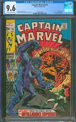 Buy CAPTAIN MARVEL #16 ⭐ CGC 9.6 ⭐ New Uniform! Supreme Intelligence Comic 1969 • 337.82£