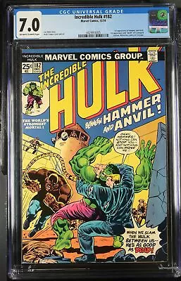 Buy Incredible Hulk #182 - Marvel Comics 1974 CGC 7.0 1st Appearance Of Hammer And A • 131.25£