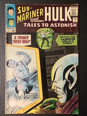 Buy Sub-Mariner And The Incredible Hulk Tales To Astonish #72 (Oct 1965, Marvel) • 16.70£