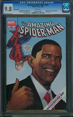 Buy Amazing Spider-Man #583 🌟 CGC 9.8 🌟 OBAMA INAUGURATION VARIANT Marvel 2009 • 190.27£