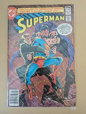 Buy Superman #344 Vol 1. Dc Comics, Dracula + Frankenstein, Great Cond February 1980 • 14.95£