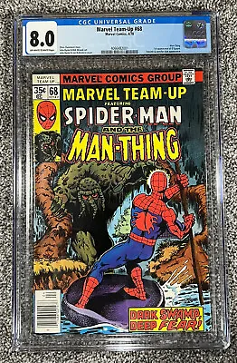 Buy Marvel Team-Up #68 CGC 8.0 Spider-man Man-Thing D’Spayre Newsstand • 77.80£
