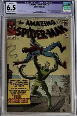 Buy Amazing Spider-Man #20 CGC 6.5 Restored (Marvel, 1965) - 1st App Of Scorpion • 600.90£