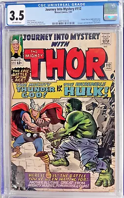 Buy *journey Into Mystery #112 Cgc 3.5*marvel Comics 1965*classic Thor Vs Hulk Cover • 209.68£