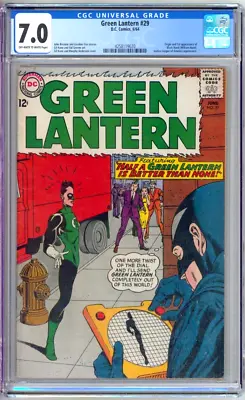 Buy Green Lantern 29 CGC Graded 7.0 F/VF 1st Black Hand DC Comics 1964 • 174.70£