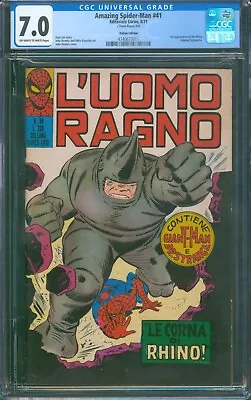 Buy AMAZING SPIDER-MAN #41 (1971) ⭐ ITALIAN EDITION - RARE ⭐ CGC 7.0 1st Rhino • 283.46£