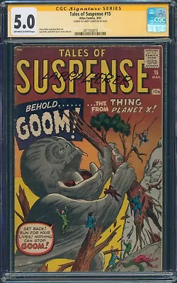 Buy TALES OF SUSPENSE #15 1961 CGC 5.0 OW/WP SS Signed Larry Lieber! Highest Graded! • 485.38£