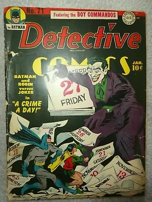 Buy DC Detective Comics Batman 71 G/G- 2.0 Golden Age 1st Boy Commando Joker Classic • 1,199.99£