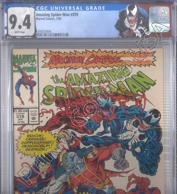 Buy PRIMO:  AMAZING SPIDER-MAN #379 Carnage Venom Custom 1993 Marvel CGC 9.4 NM • 46.56£