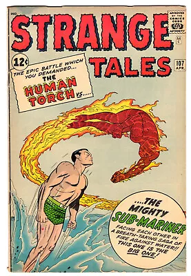 Buy Strange Tales #107 Very Good Plus 4.5 Human Torch VS Sub-Mariner 1963 • 135.90£