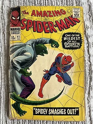 Buy The Amazing Spider-man 45 (1966) The Lizard. Stan Lee. Marvel Silver Age Comic • 60£