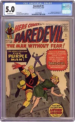 Buy Daredevil #4 CGC 5.0 1964 4023702004 1st App. Killgrave The Purple Man • 174.74£