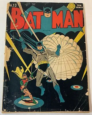 Buy 1942 DC Comics BATMAN #13 ~ Missing Back Cover, Front Cover Detached ~ The Joker • 388.27£