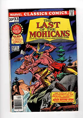 Buy Marvel Classics Comics #13 The Last Of The Mohicans Fine 1976 • 5.50£