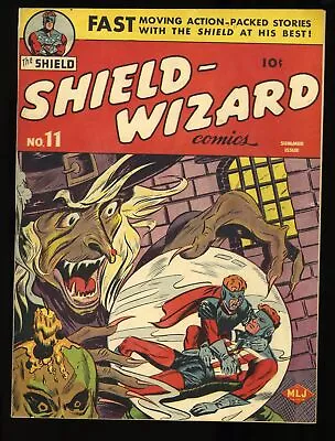 Buy Shield-Wizard Comics #11 FN 6.0 (Restored) WWII Era Skull Cover! Archie 1943 • 695.53£