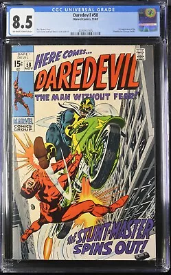 Buy DAREDEVIL #58 CGC 8.5🥇1st APP OF THE STUNT MASTER/GEORGE SMITH🥇SILVER AGE 1969 • 304.19£