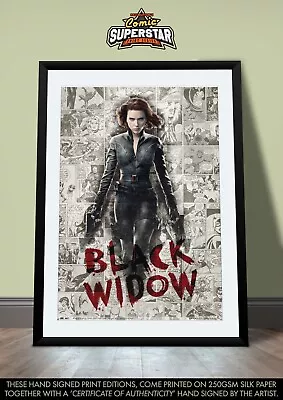 Buy Black Widow SEXY Scarlett Johansson Avengers DC Comic SUPERSTAR A3 Signed Print • 12.95£