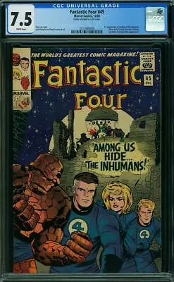 Buy Fantastic Four #45 CGC 7.5 1965 1st Inhumans! Key Silver! White Pages! K4 209 Cm • 1,394.01£
