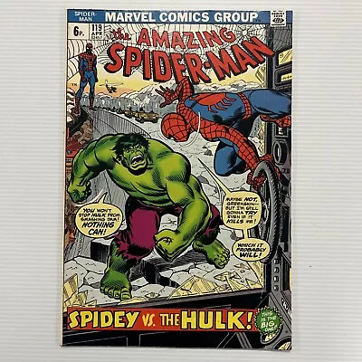 Buy Amazing Spider-man #119 1973 FN+ Spider-man Vs Incredible Hulk Pence Copy • 54£