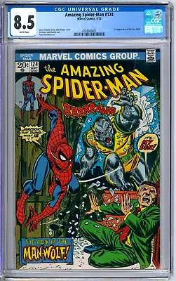 Buy Amazing Spider-Man 124 CGC Graded 8.5 VF+ 1st Man-Wolf Marvel Comics 1974 • 252.36£