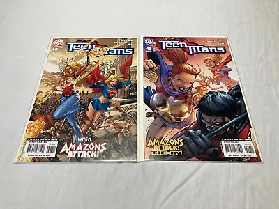 Buy Teen Titans 48 49 NM+ To NM 9.6 To 9.4 Amazons Attack Tie Ins 2003 • 3.02£