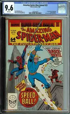 Buy Amazing Spider-man Annual #22 Cgc 9.6 White Pages // 1st App Speedball 1988 • 54.36£