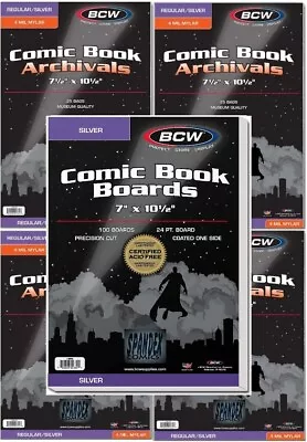 Buy 100 - Archivals Silver 4-Mil Mylar Comic Book Bags & Silver BCW Acid Free Boards • 121.14£
