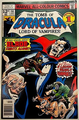 Buy Bronze Age Marvel Comic Tomb Of Dracula Key Issue 58 High Grade FN/VF Solo Blade • 25£