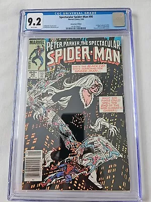 Buy Spectacular Spiderman 90 Cgc 9.2 White 1984 Newsstand Black Costume • 100.18£