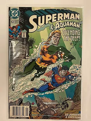 Buy Superman 63 DC Comics 1992 VF- / VF 7.5 - 8.0 Jurgens / Breeding Aquaman Cover • 1.93£