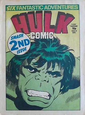 Buy HULK COMIC SMASH SECOND ISSUE March 14th 1979 Vintage UK Marvel Comic Book FG • 5.89£