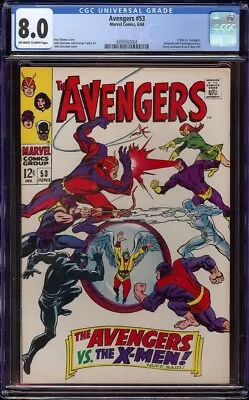 Buy Avengers # 53 CGC 8.0 OW/W (Marvel, 1968) Classic X-Men Vs. Avengers Cover • 174.74£