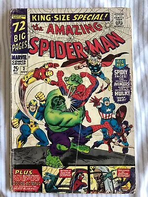 Buy Amazing Spider-Man Annual 3 (1966) Avengers & Hulk App. Daredevil Cameo • 14.99£