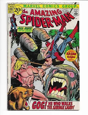 Buy Amazing Spider-Man 103 1971 Marvel Comics VG+ 4.5 Kazar Zabu Kraven Gwen Stacy • 31.06£