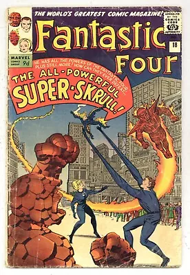 Buy Fantastic Four 18 G (2.0) UK Price Variant 9d KIRBY! 1st SUPER SKRULL! 1963 R042 • 99.41£